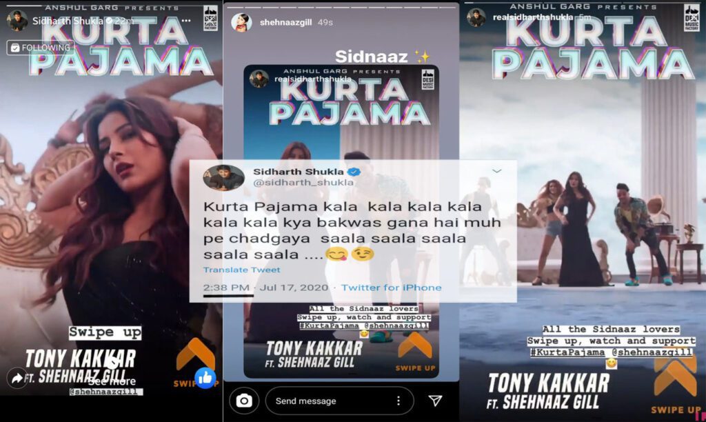 SidNaazLovers | Sidharth Shukla promote Shehnaaz Gill new song 'kurta Pajama'