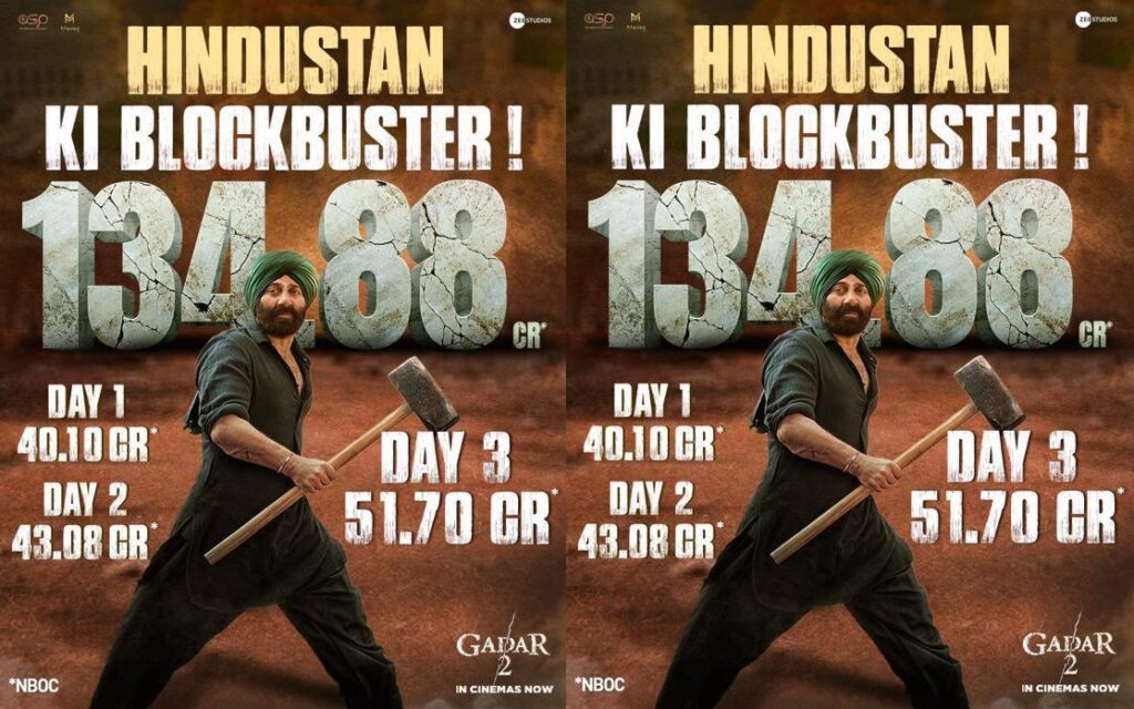 Gadar 2 Storms the Box Office: Sunny Deol’s Film Rakes in a Massive Rs 135 Crore Over Opening Weekend, Secures Second Highest Earnings of 2023 Gadar 2 box office collection