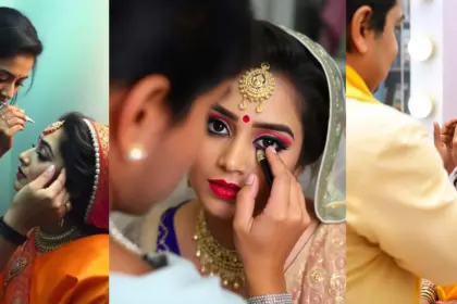 Top makeup artists in Delhi for bridal and party makeup, featuring Guddu Singh and Lovely Jaiswal.